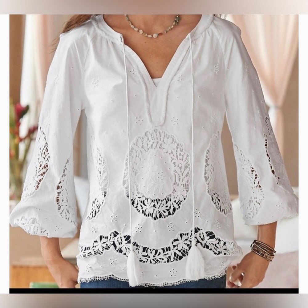 NWT Sundance Princesa Crochet Blouse boho eyelet cottage festival beach size XS - Picture 2 of 8